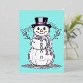 かわいい雪だるまハッピーホリデーズフォイルアクセント 箔シーズンカード (立ち正面)