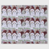 かわいい雪だるまハッピーホリデーズメリークリスマスシーズン ラッピングペーパー (フラット)
