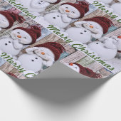 かわいい雪だるまハッピーホリデーズメリークリスマスシーズン ラッピングペーパー (角)