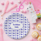 かわいい雪だるまパターンスノーフレーク青いクリスマス ペーパープレート (パーティー)