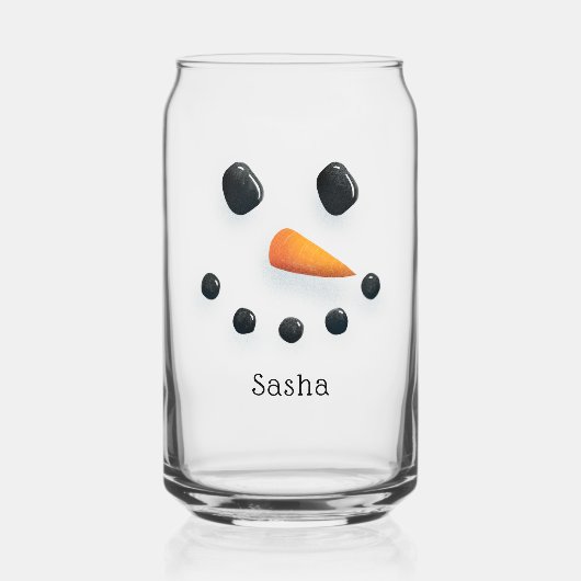 かわいい雪だるまパーソナライズされたクリスマスホリデーミルク ガラス缶 (正面)