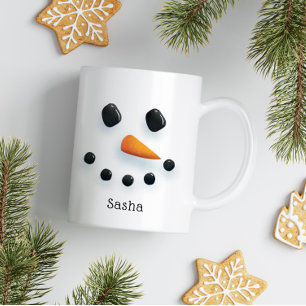 かわいい雪だるまパーソナライズされたクリスマスホリデー コーヒーマグカップ