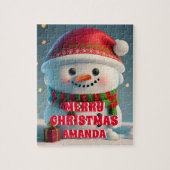 かわいい雪だるまパーソナライズされたクリスマス ジグソーパズル (縦)