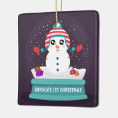 かわいい雪だるまパーソナライズされたベビーの初めてのクリスマス セラミックオーナメント (左)