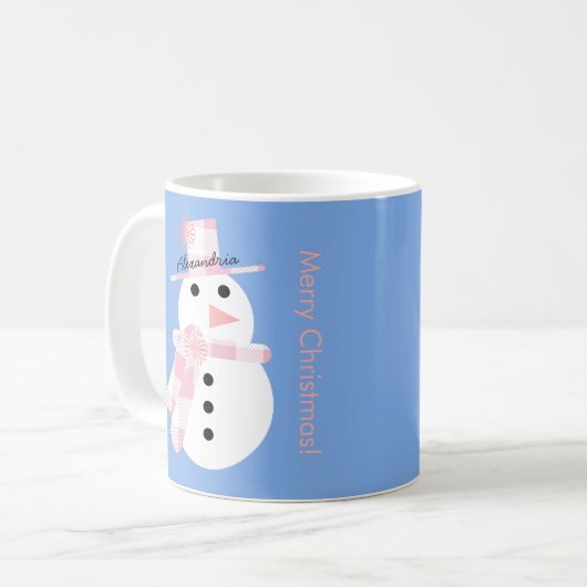 かわいい雪だるまパーソナライズされたメリークリスマス コーヒーマグカップ (正面左)