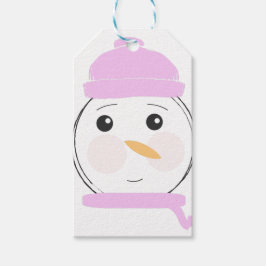 かわいい雪だるまピンククリスマスパーティー ギフトタグ