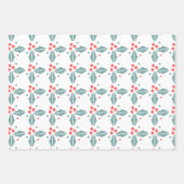 かわいい雪だるまピンククリスマスミックス ラッピングペーパーシート (正面3)