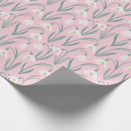 かわいい雪だるまピンク ラッピングペーパー