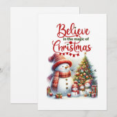 かわいい雪だるまファミリーのクリスマスカード シーズンカード (正面/裏面)