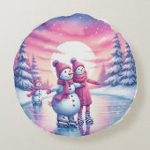 かわいい雪だるまファミリーのクリスマス ピロー (裏面)