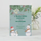 かわいい雪だるまファミリーのクリスマス 招待状 (スタンド正面)