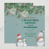 かわいい雪だるまファミリーのクリスマス 招待状 (正面/裏面)