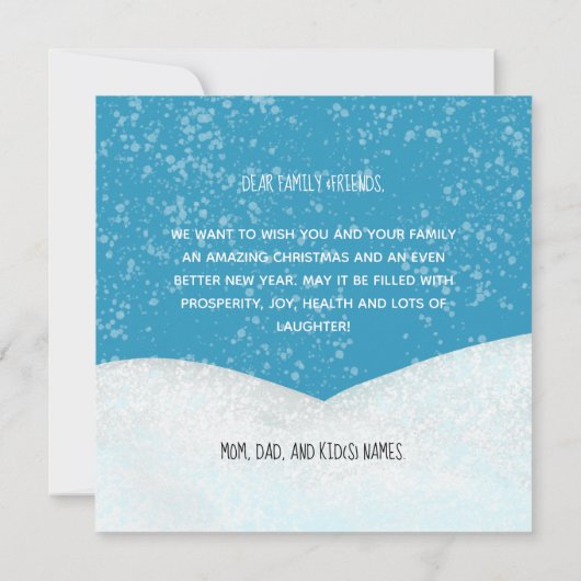 かわいい雪だるまファミリーオブファイブホリデーカード (裏面)