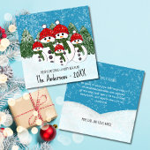 かわいい雪だるまファミリーオブファイブホリデーカード