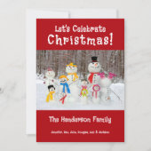 かわいい雪だるまファミリークリスマスカードに名前を追加 シーズンカード (正面)