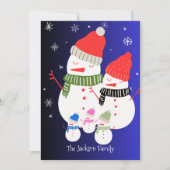 かわいい雪だるまファミリークリスマスホリデー シーズンカード (正面)