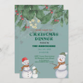 かわいい雪だるまファミリークリスマス 招待状 (正面/裏面)