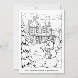 かわいい雪だるまファミリーハウスアート塗り絵 クリスマス