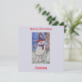 かわいい雪だるまフラットクリスマスカード カード (スタンド正面)