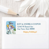 かわいい雪だるまフレンドレトロクリスマス差出人住所 ラベル (インサイチュ)