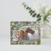 かわいい雪だるまフレーム写真 シーズンカード (スタンド正面)