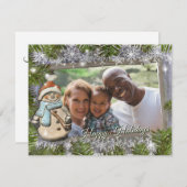 かわいい雪だるまフレーム写真 シーズンカード (正面/裏面)