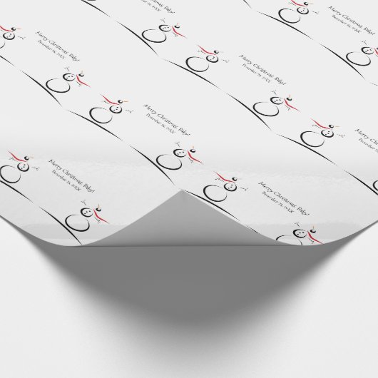 かわいい雪だるまプレゼントベビーの初めてのクリスマス ラッピングペーパー (角)