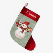 かわいい雪だるまベイカークリスマスストッキング スモールクリスマスストッキング (正面 (吊り時))