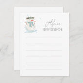 かわいい雪だるまベビーシャワーアドバイスノートカード エンクロージャーカード (正面/裏面)