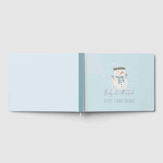 かわいい雪だるまベビー外の赤ちゃんシャワーが冷たい ゲストブック (全面)