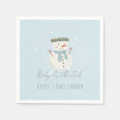 かわいい雪だるまベビー外の赤ちゃんシャワーが冷たい スタンダードカクテルナプキン (正面)