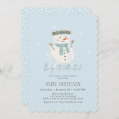 かわいい雪だるまベビー外の赤ちゃんシャワーが冷たい 招待状 (正面/裏面)
