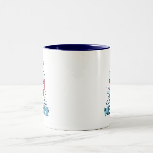 かわいい雪だるまホットチョコレートウェザーレトロ ツートーンマグカップ (中央)