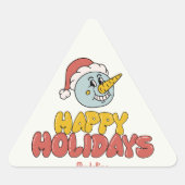 かわいい雪だるまホリデーパーティー 三角形シール (正面)