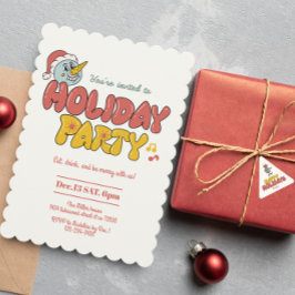 かわいい雪だるまホリデーパーティー 招待状