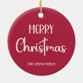 かわいい雪だるまマーシュマローズメリークリスマス セラミックオーナメント (裏面)