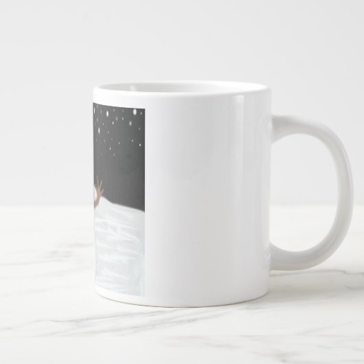 かわいい雪だるまムーン絵画ズ ジャンボコーヒーマグカップ (右)