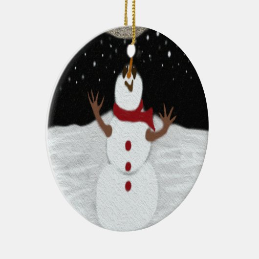 かわいい雪だるまムーン絵画ズ セラミックオーナメント (右)