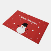 かわいい雪だるまメリークリスマスウィンターホリデースノー ドアマット (アングル)