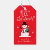 かわいい雪だるまメリークリスマスギフトラベル ギフトタグ (正面)