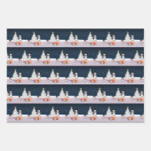 かわいい雪だるまメリークリスマスツリー雪 ラッピングペーパーシート (正面)