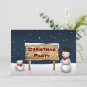 かわいい雪だるまメリークリスマスパーティー 招待状 (スタンド正面)
