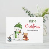 かわいい雪だるまメリークリスマスビジネスロゴ シーズンカード (スタンド正面)