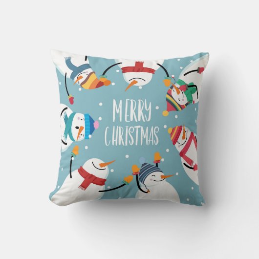 かわいい雪だるまメリークリスマスフェスティバルホリデー クッション (正面)