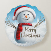 かわいい雪だるまメリークリスマスラウンドピロー ラウンドクッション (裏面)