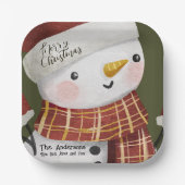 かわいい雪だるまメリークリスマス ペーパープレート (正面)