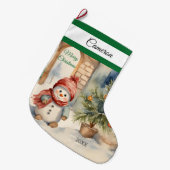かわいい雪だるまラージクリスマスストッキング ラージクリスマスストッキング (正面 (吊り時))