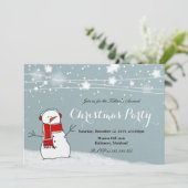 かわいい雪だるまレッドスカーフの雪がクリスマスパーティー 招待状 (スタンド正面)