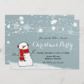 かわいい雪だるまレッドスカーフの雪がクリスマスパーティー 招待状 (正面/裏面)