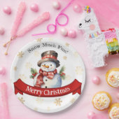かわいい雪だるまレッド&金ゴールドクリスマスパーティー ペーパープレート (パーティー)